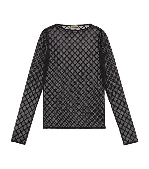 gucci mesh long sleeve top